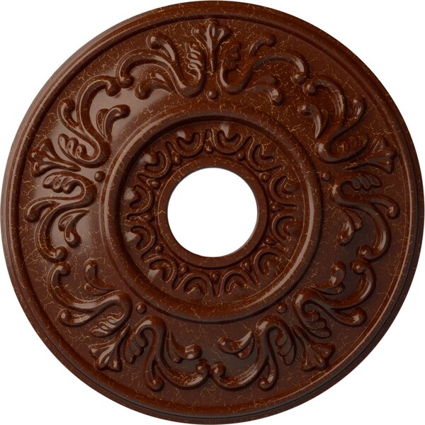 Ekena Millwork Valletta Medallion (Canopies up to 3 1/2"), 18"OD x 3 1/2"ID x 1"P, Burnished Mahogany Crackle CM18VLBMC - main